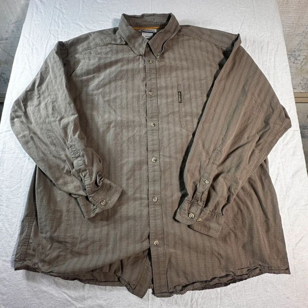 Columbia Men’s Beige Plaid Button Down Shirt Outdoor Casual Long Sleeve XXL